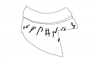 Dibujo del trozo de cerámica con las inscripciones