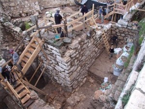 detalle de las excavaciones del Bíblico palacio del Rey David